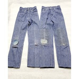 Vintage 50s Farah Of Texas Gold Strikes Knees Patch Cowboy USA Jeans Kids Sz 10